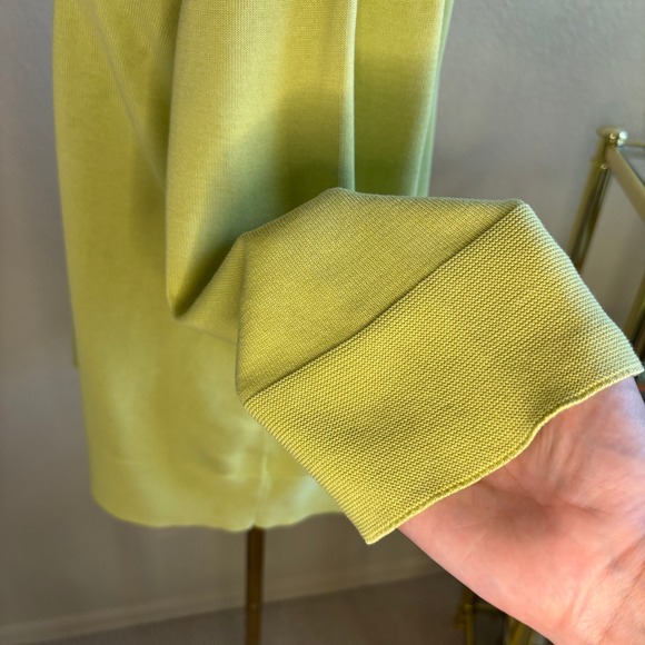 Coldwater Creek Silk Blend Cardigan Sweater Womens XL Chartreuse Green Button Up - Picture 13 of 14